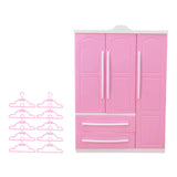 Maxbell Doll Openable Wardrobe Closet Dollhouse Accessories Lovely with Cloth Hanger Style A