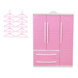 Maxbell Doll Openable Wardrobe Closet Dollhouse Accessories Lovely with Cloth Hanger Style A
