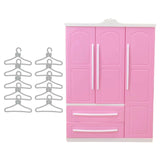 Maxbell Doll Openable Wardrobe Closet Dollhouse Accessories Lovely with Cloth Hanger Style B