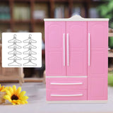 Maxbell Doll Openable Wardrobe Closet Dollhouse Accessories Lovely with Cloth Hanger Style B