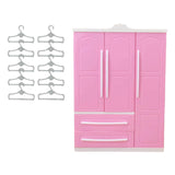 Maxbell Doll Openable Wardrobe Closet Dollhouse Accessories Lovely with Cloth Hanger Style C