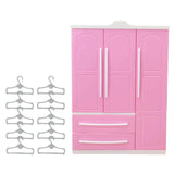Maxbell Doll Openable Wardrobe Closet Dollhouse Accessories Lovely with Cloth Hanger Style C