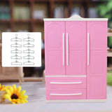 Maxbell Doll Openable Wardrobe Closet Dollhouse Accessories Lovely with Cloth Hanger Style C