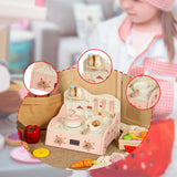 Maxbell Kitchen Playset Toy Wooden Play Kitchen Set for Dollhouse Indoor Party Favor