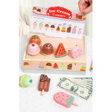 Maxbell Wooden Ice Cream Counter Playset Pretend Toys for Ages 3 4 5 6 Holiday Party