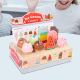 Maxbell Wooden Ice Cream Counter Playset Pretend Toys for Ages 3 4 5 6 Holiday Party