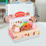 Maxbell Wooden Ice Cream Counter Playset Pretend Toys for Ages 3 4 5 6 Holiday Party