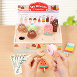 Maxbell Wooden Ice Cream Counter Playset Pretend Toys for Ages 3 4 5 6 Holiday Party