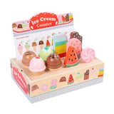 Maxbell Wooden Ice Cream Counter Playset Pretend Toys for Ages 3 4 5 6 Holiday Party
