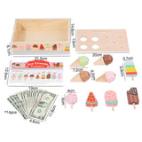 Maxbell Wooden Ice Cream Counter Playset Pretend Toys for Ages 3 4 5 6 Holiday Party