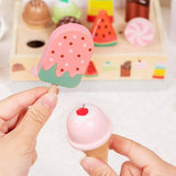 Maxbell Wooden Ice Cream Counter Playset Pretend Toys for Ages 3 4 5 6 Holiday Party