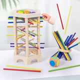Maxbell Wooden Board Game Colorful Wooden Sticks Game Interactive for Preschool