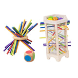 Maxbell Wooden Board Game Colorful Wooden Sticks Game Interactive for Preschool