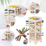 Maxbell Wooden Board Game Colorful Wooden Sticks Game Interactive for Preschool