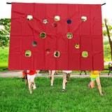 Maxbell Hole Tarp Set Preschool Playing Fun Equipment Coordination Kids with 6 Balls Red
