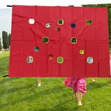 Maxbell Hole Tarp Set Preschool Playing Fun Equipment Coordination Kids with 6 Balls Red