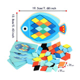 Maxbell Wooden Pattern Blocks Family Entertainment Creativity with Cards Educational Fish