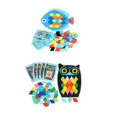 Maxbell Wooden Pattern Blocks Family Entertainment Creativity with Cards Educational Fish