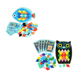 Maxbell Wooden Pattern Blocks Family Entertainment Creativity with Cards Educational Fish