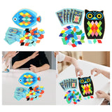 Maxbell Wooden Pattern Blocks Family Entertainment Creativity with Cards Educational Fish
