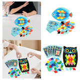 Maxbell Wooden Pattern Blocks Family Entertainment Creativity with Cards Educational Fish
