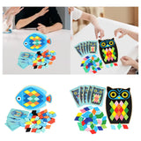 Maxbell Wooden Pattern Blocks Family Entertainment Creativity with Cards Educational Fish