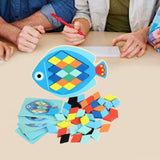 Maxbell Wooden Pattern Blocks Family Entertainment Creativity with Cards Educational Fish