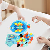 Maxbell Wooden Pattern Blocks Family Entertainment Creativity with Cards Educational Fish