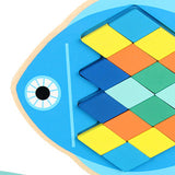 Maxbell Wooden Pattern Blocks Family Entertainment Creativity with Cards Educational Fish