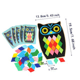 Maxbell Wooden Pattern Blocks Family Entertainment Creativity with Cards Educational Owl