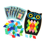 Maxbell Wooden Pattern Blocks Family Entertainment Creativity with Cards Educational Owl