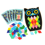 Maxbell Wooden Pattern Blocks Family Entertainment Creativity with Cards Educational Owl
