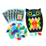 Maxbell Wooden Pattern Blocks Family Entertainment Creativity with Cards Educational Owl