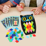 Maxbell Wooden Pattern Blocks Family Entertainment Creativity with Cards Educational Owl