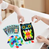 Maxbell Wooden Pattern Blocks Family Entertainment Creativity with Cards Educational Owl