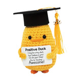Maxbell Duck with Positive Card Lovely Knitting Doll for Car Dashboard Desk New Year