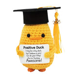 Maxbell Duck with Positive Card Lovely Knitting Doll for Car Dashboard Desk New Year