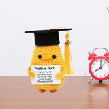 Maxbell Duck with Positive Card Lovely Knitting Doll for Car Dashboard Desk New Year