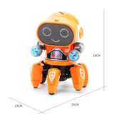 Maxbell Electric Octopus Robot Toy Holiday Gifts Practical Dancing Walking Robot Toy Orange