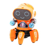 Maxbell Electric Octopus Robot Toy Holiday Gifts Practical Dancing Walking Robot Toy Orange