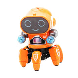 Maxbell Electric Octopus Robot Toy Holiday Gifts Practical Dancing Walking Robot Toy Orange