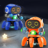Maxbell Electric Octopus Robot Toy Holiday Gifts Practical Dancing Walking Robot Toy Orange