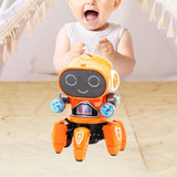 Maxbell Electric Octopus Robot Toy Holiday Gifts Practical Dancing Walking Robot Toy Orange