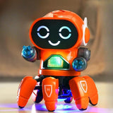 Maxbell Electric Octopus Robot Toy Holiday Gifts Practical Dancing Walking Robot Toy Orange
