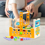 Maxbell Wooden Kids Tool Set Portable Pretend Play for Boys Girls Preschool Children