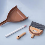 Maxbell Mini Broom with Dustpan for Kids Role Playing Little Housekeeping Helper Set Large Mouth Cartoon