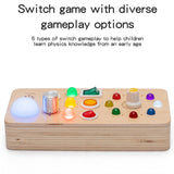Maxbell Wood Busy Board with LED Lights Switch Activity Board for Children Kids Gift