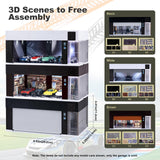 Maxbell 1/64 Scale Car Model Display Case with LED for Action Figures Gifting Layout Black
