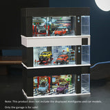 Maxbell 1/64 Scale Car Model Display Case with LED for Action Figures Gifting Layout Black
