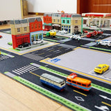 Maxbell Kids Play Rug with Roads for Kids Bedroom 140x110 cm Non Slip Large Play Mat Style A